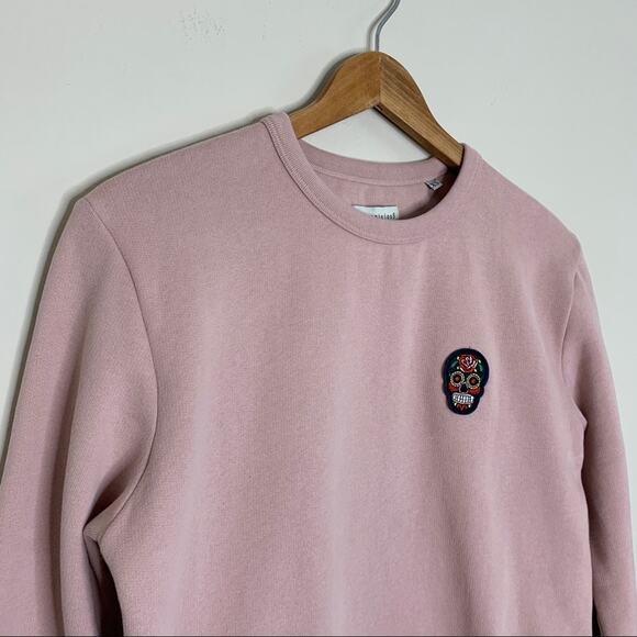Suspicious Antwerp Sugar Skull Sweatshirt (Sz XS) Dusty Rose Pink Crewneck - Picture 5 of 11